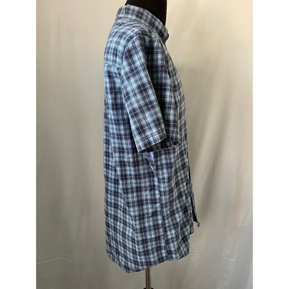 G.H. Bass & Co. 2-Tone Blue Plaid Short Sleeve Button-Down Casual Shirt - Picture 9 of 12